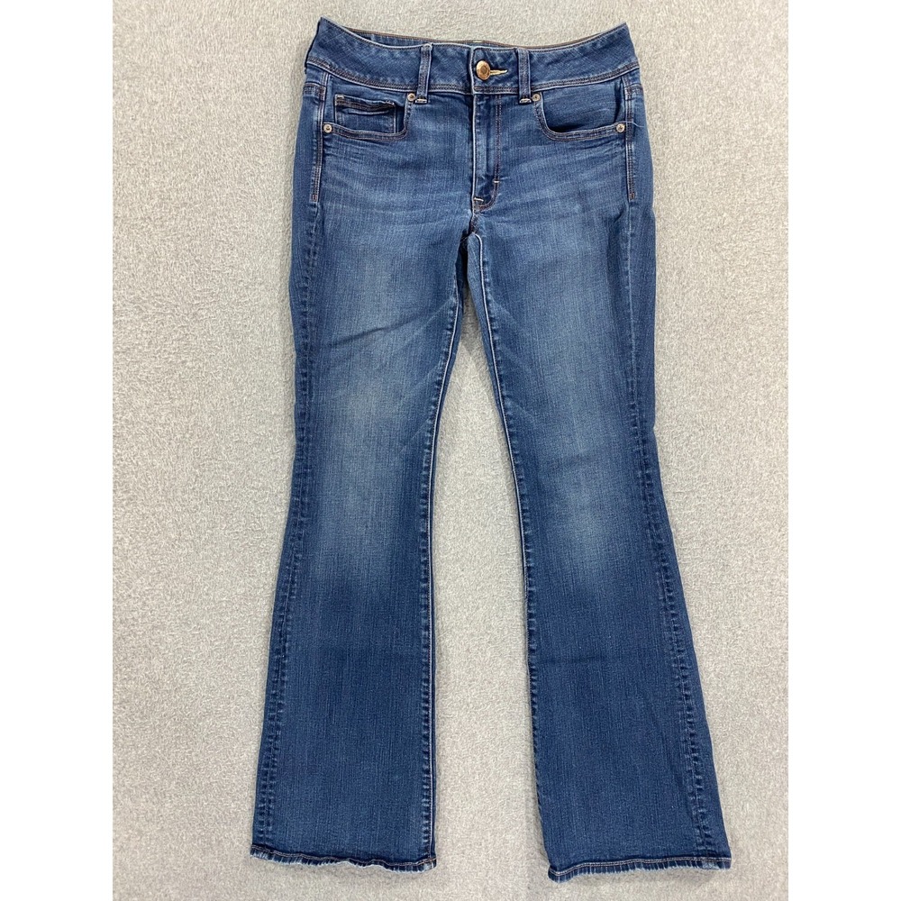 American Eagle Jeans Womens Sz 6 Short Kick Boot Super Stretch Med Wash Normcore